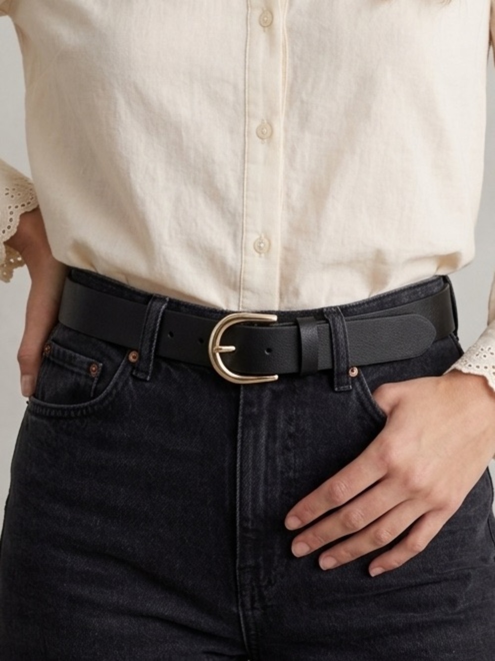 H&M Black Belt - Gold Detail